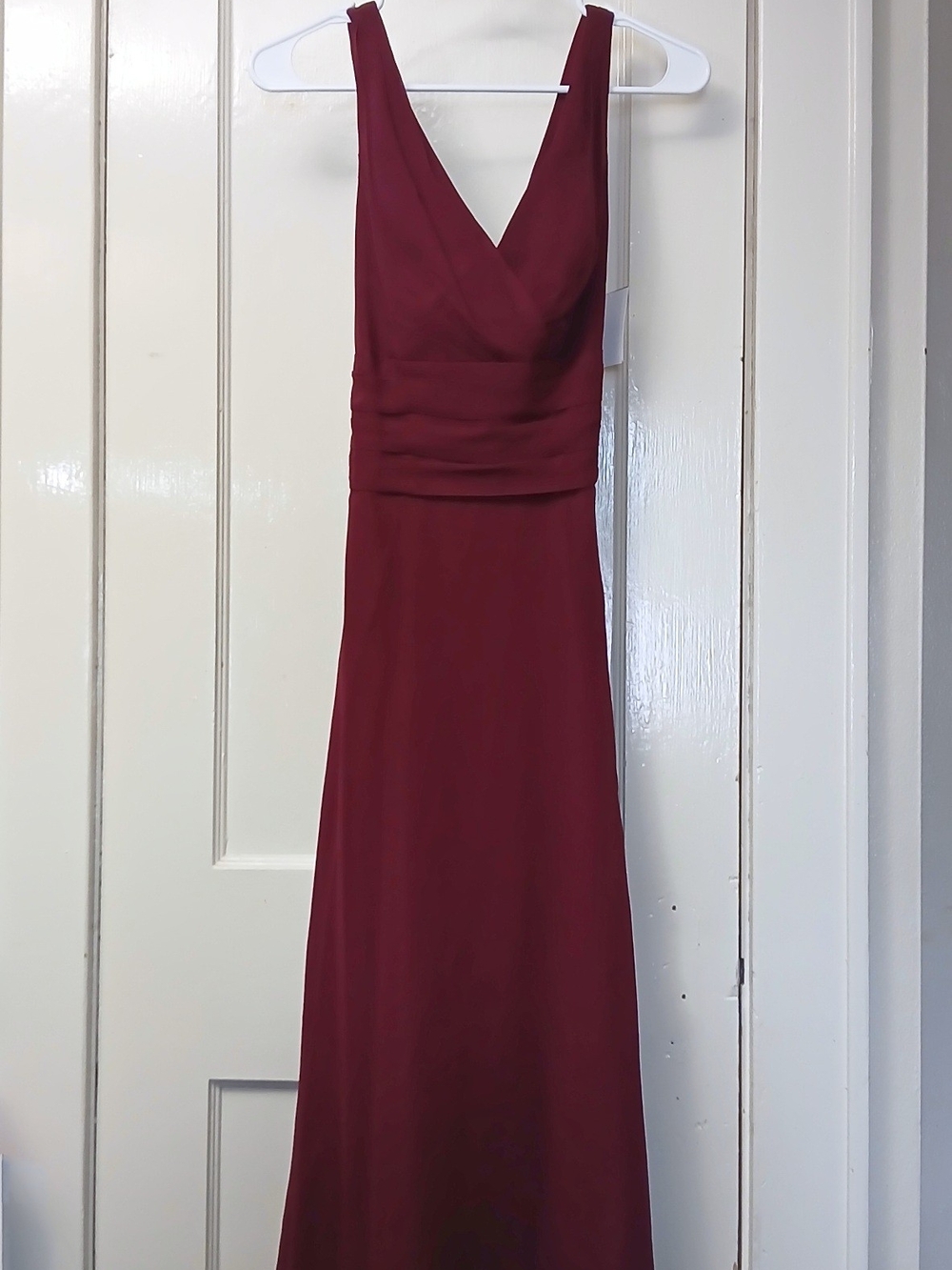 David's Bridal Long Chiffon Surplice Tank Gown